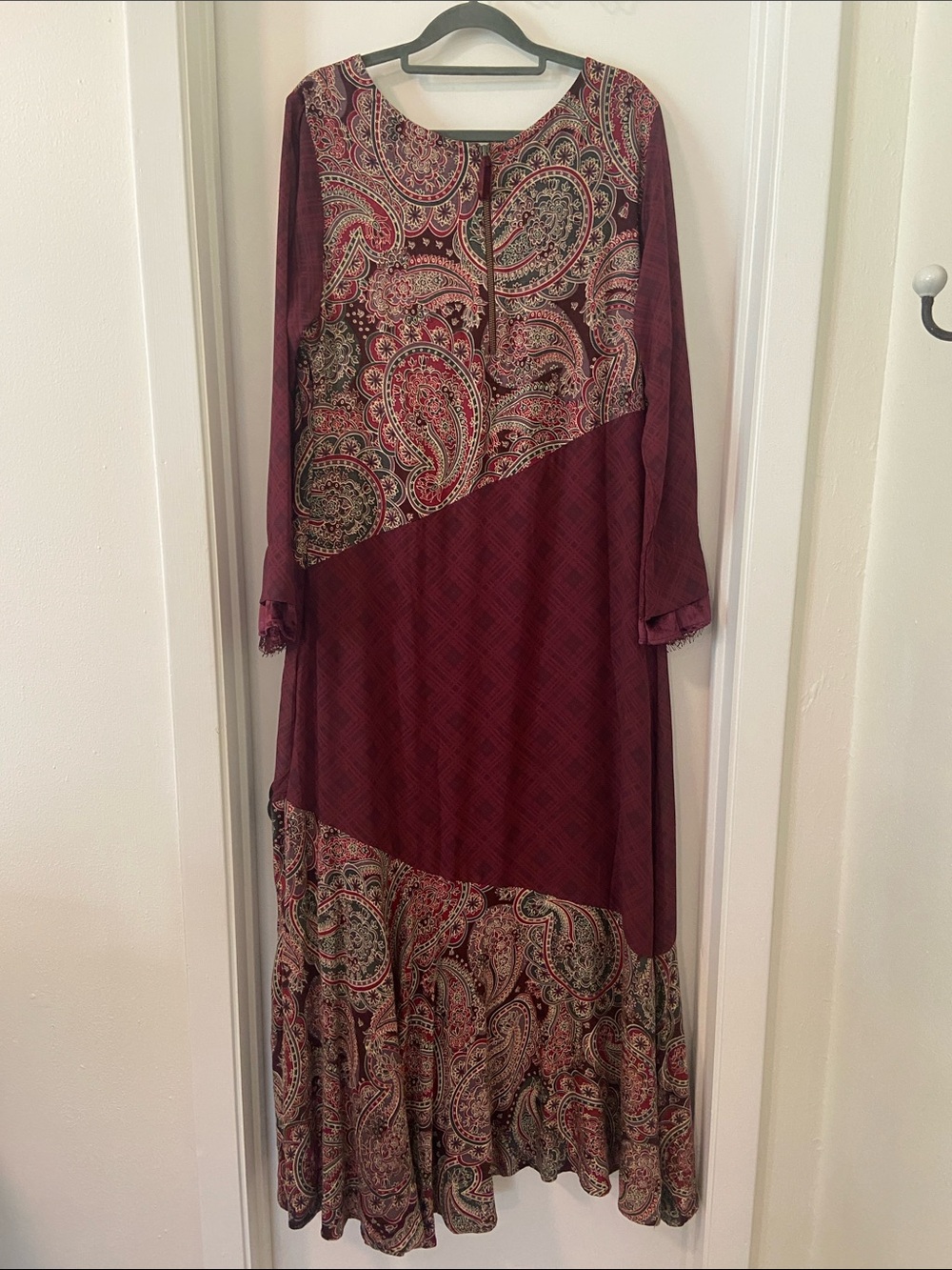 Soft Surroundings LIKE NEW maxi long sleeve mixed media multi print artsy dress - Picture 4 of 11